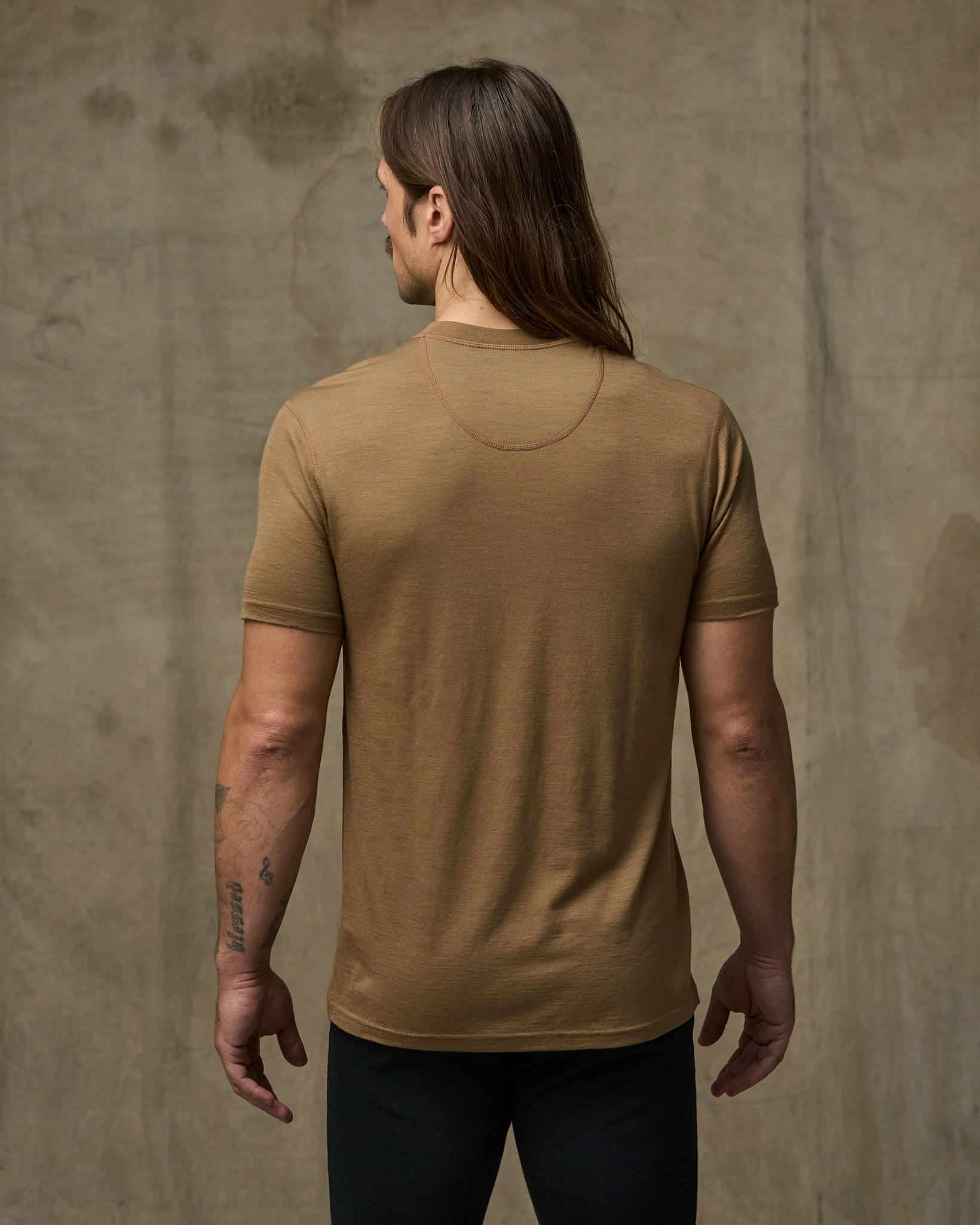 T-shirt girocollo manica corta in lana merino 210g