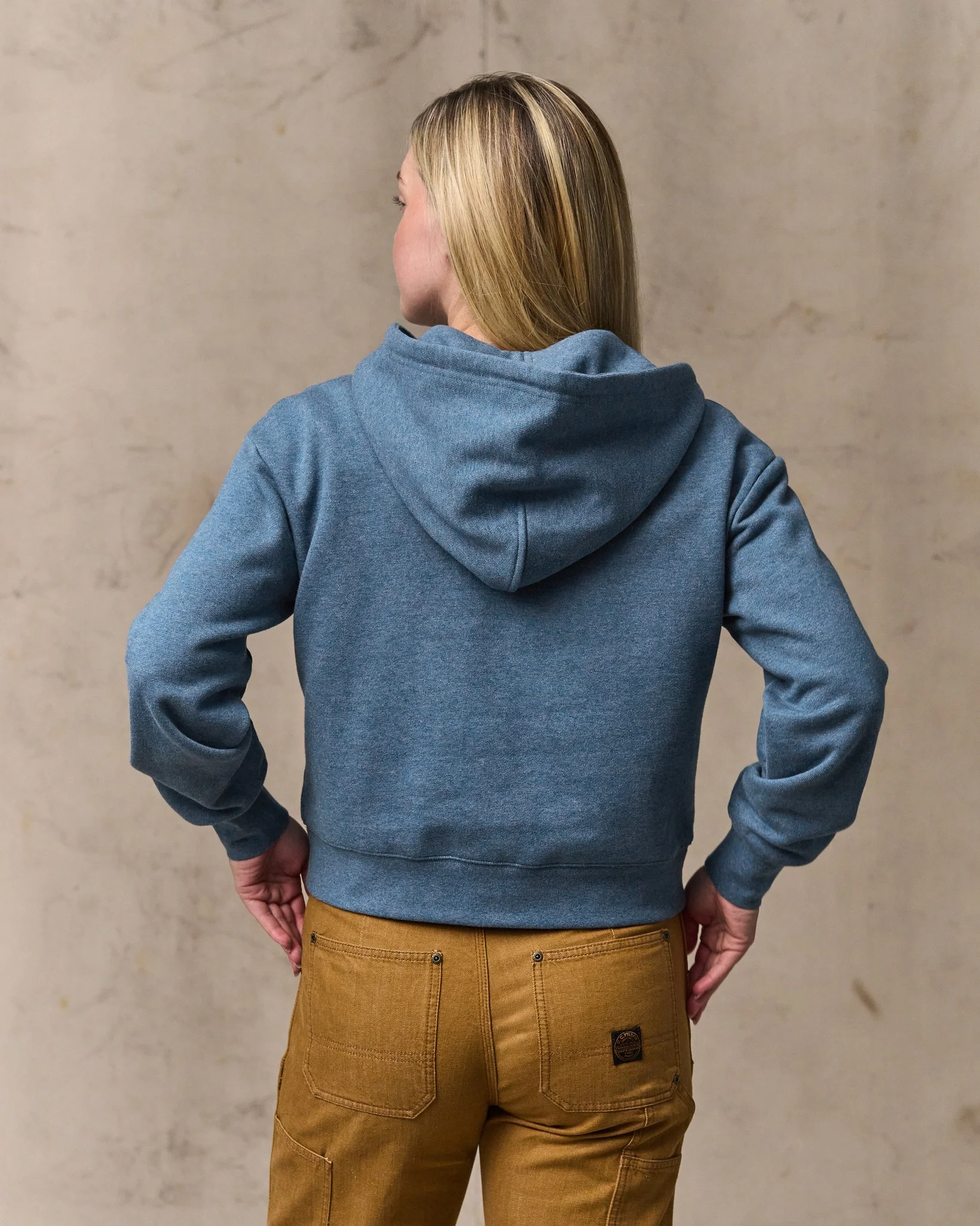 Felpa con cappuccio half-zip in felpa francese da donna