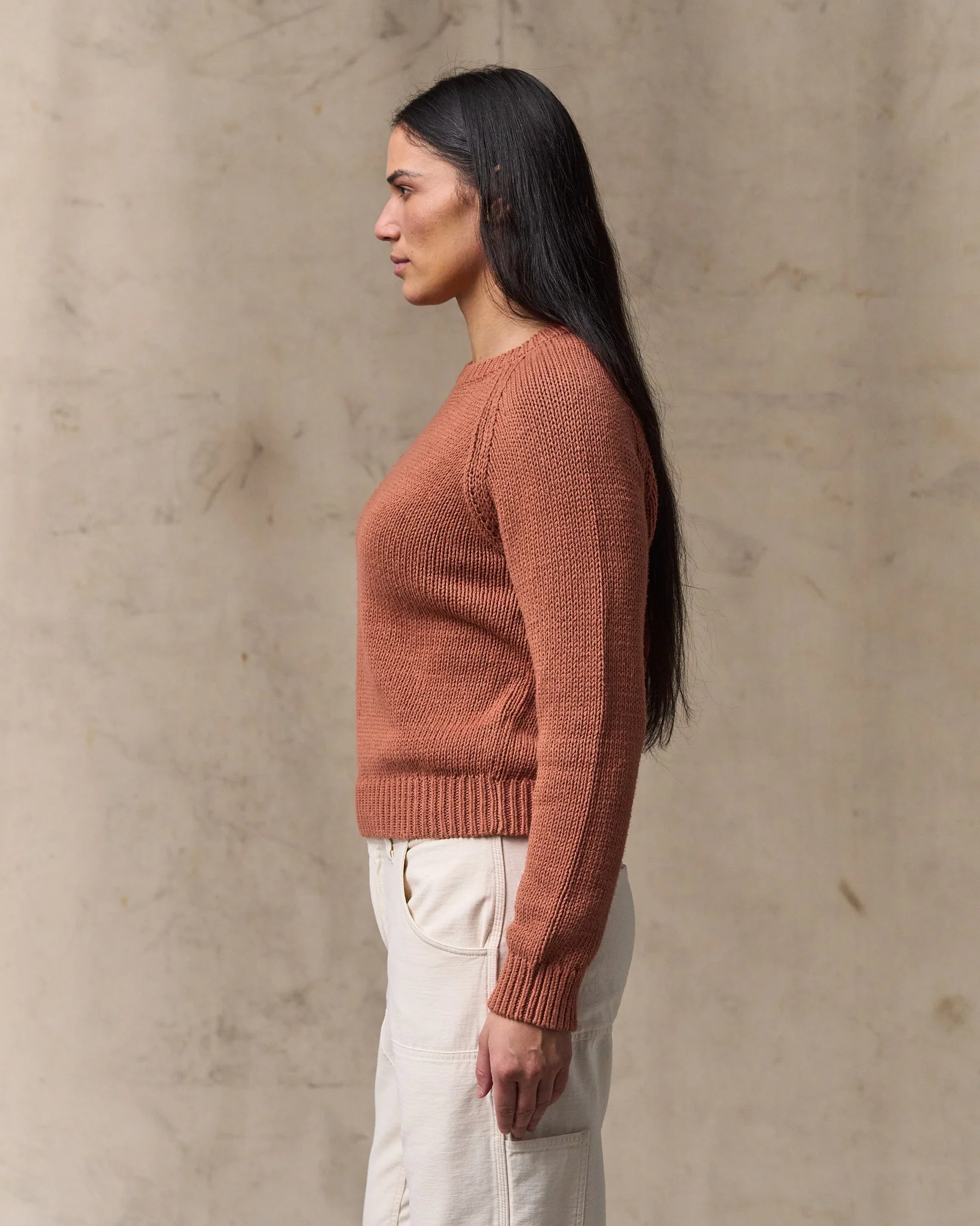 Maglione a collo a giro in cotone per donna