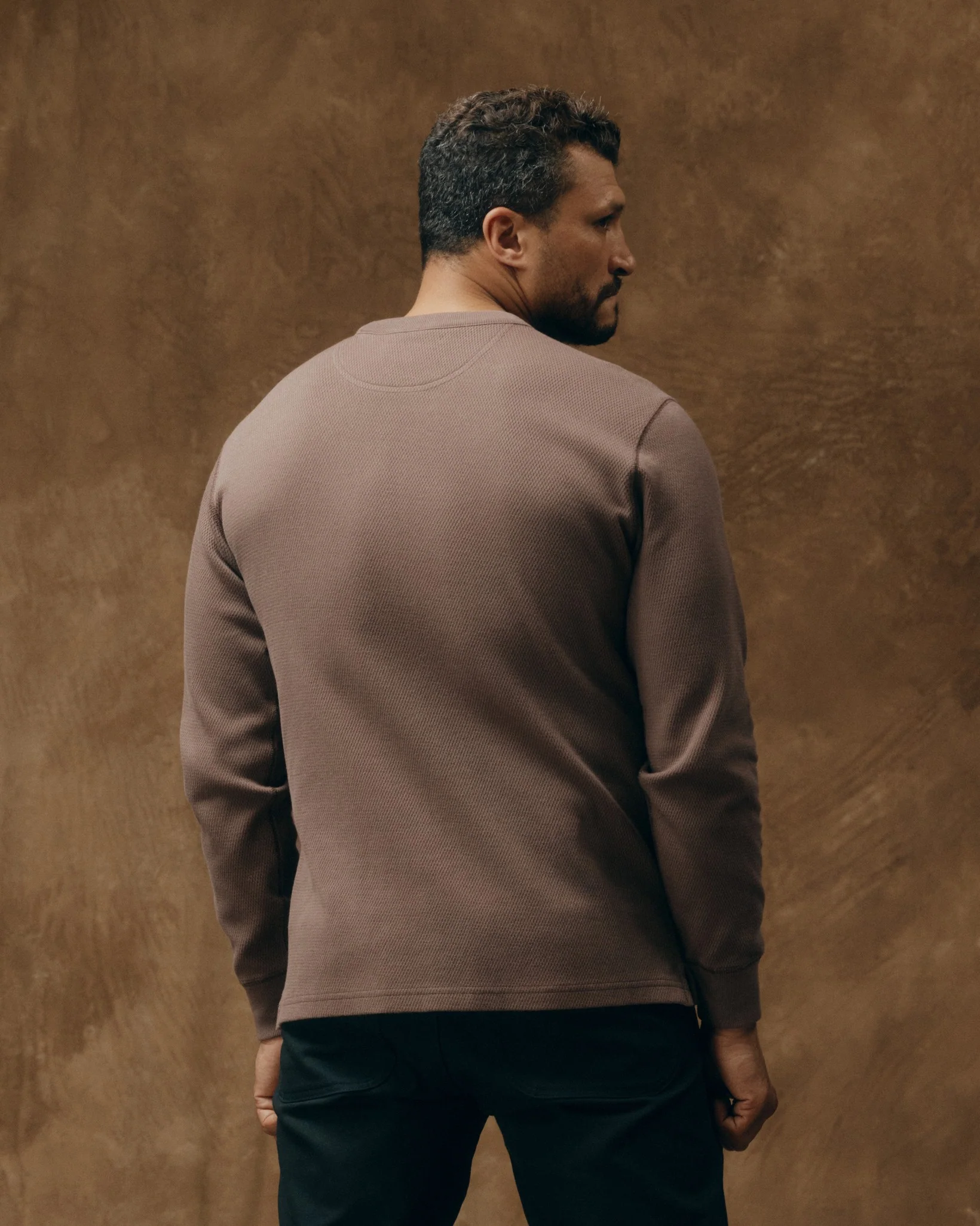 Maglione a collo a giro in maglia a waffle termico