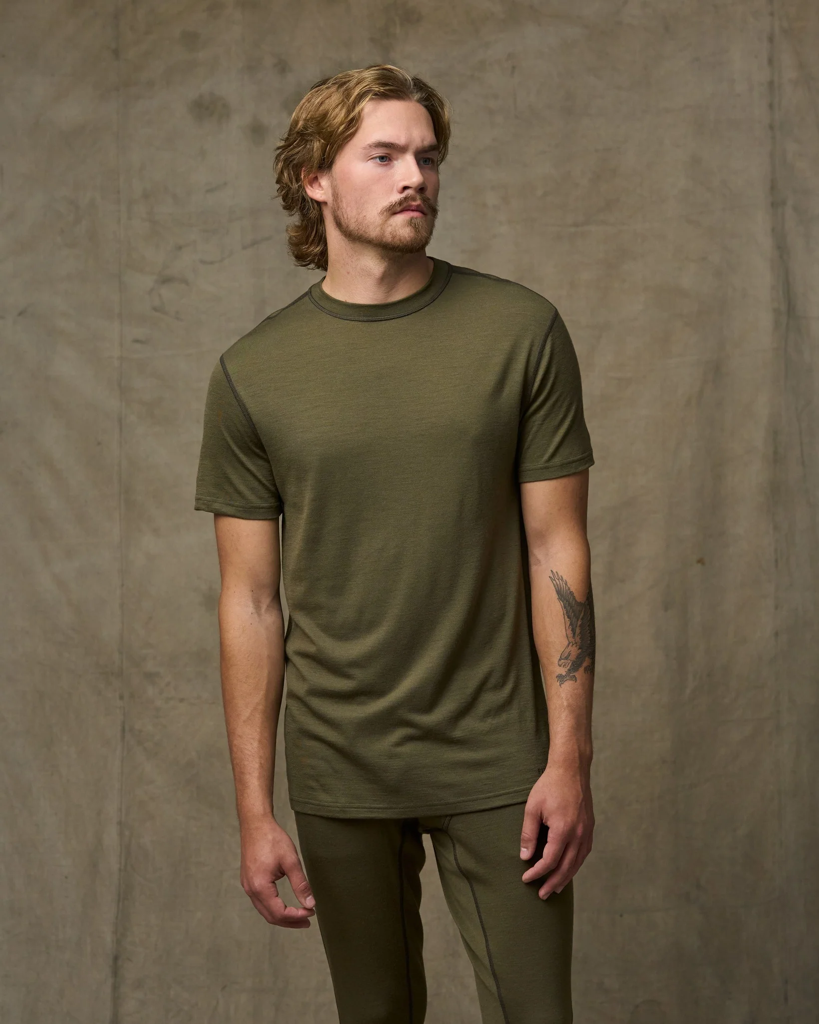 T-shirt girocollo manica corta in lana merino 210g