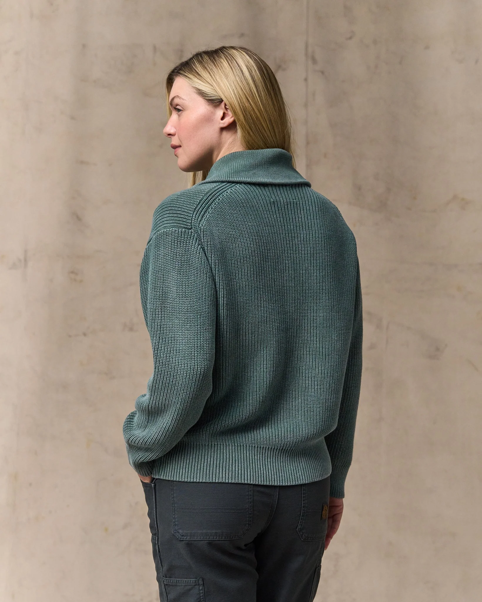 Cardigan a collo con scollo a spazzola in cotone per donna