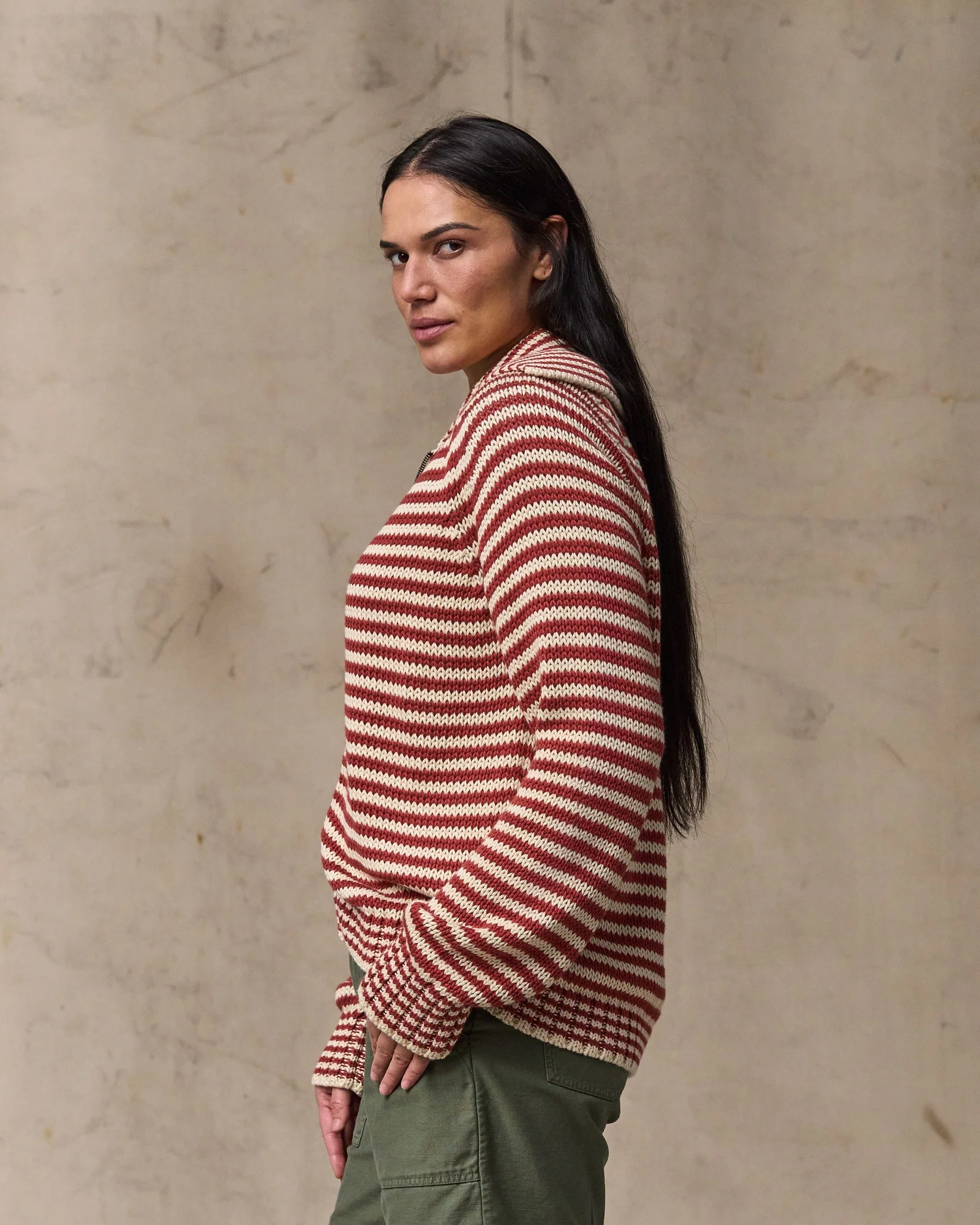 Cardigan a Maglia Integrale in Cotone per Donna