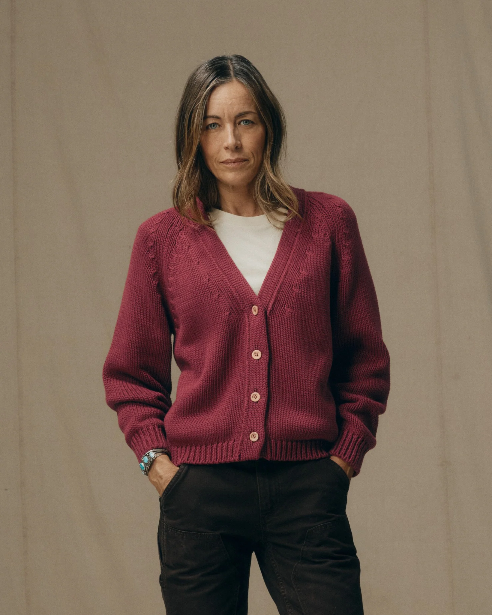 Cardigan in Cotone Rustico per Donna