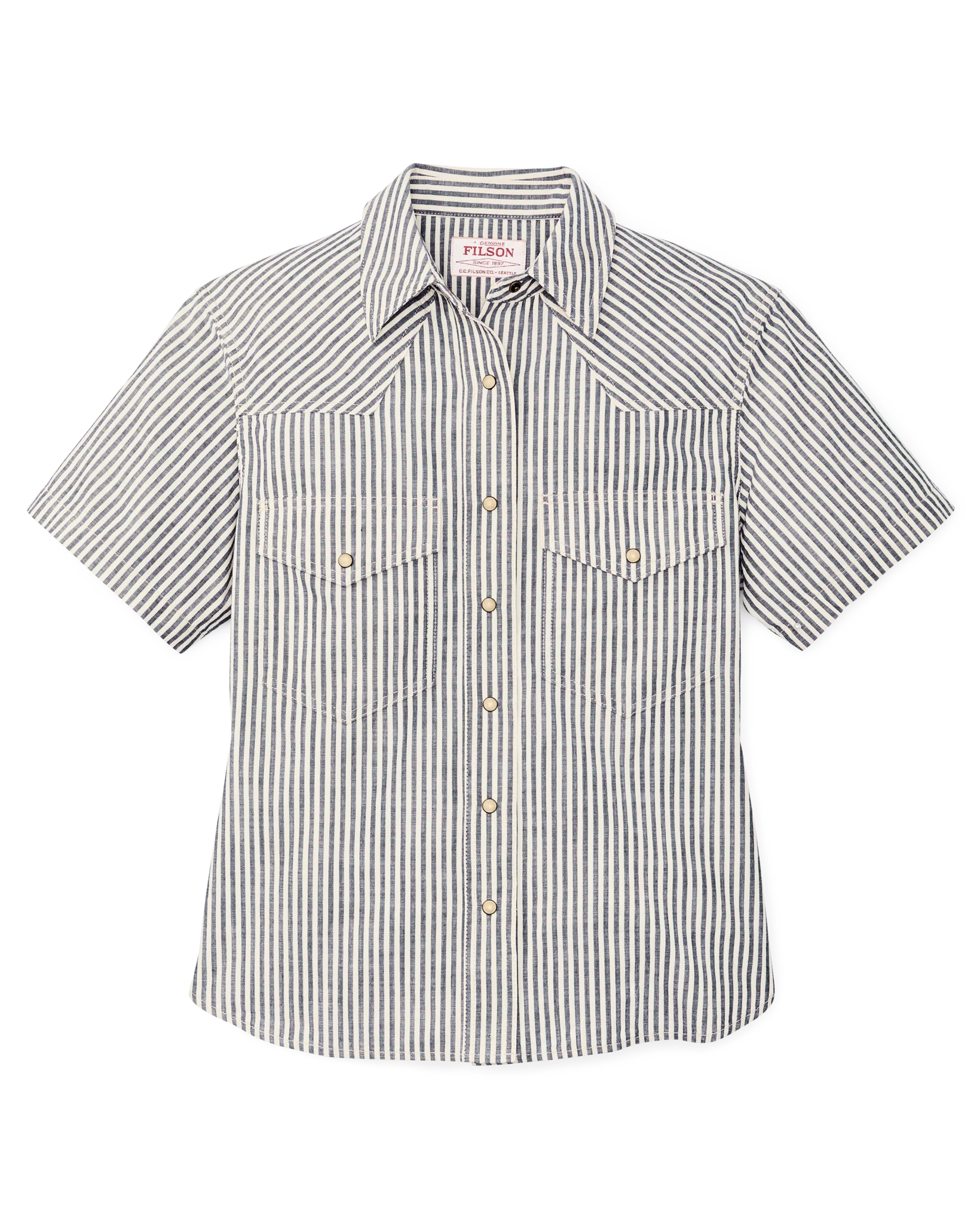 Camicia Western in Chambray a Maniche Corte per Donna